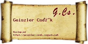 Geiszler Csák névjegykártya